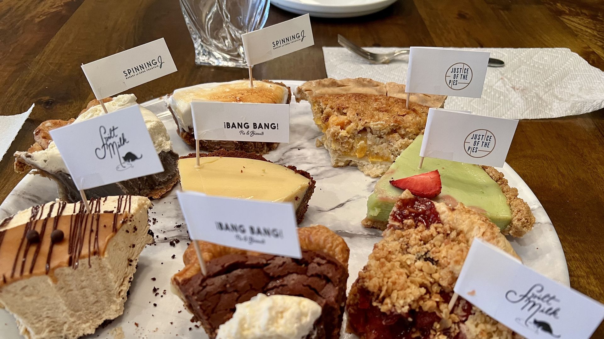 Photo of half-eaten pies. 