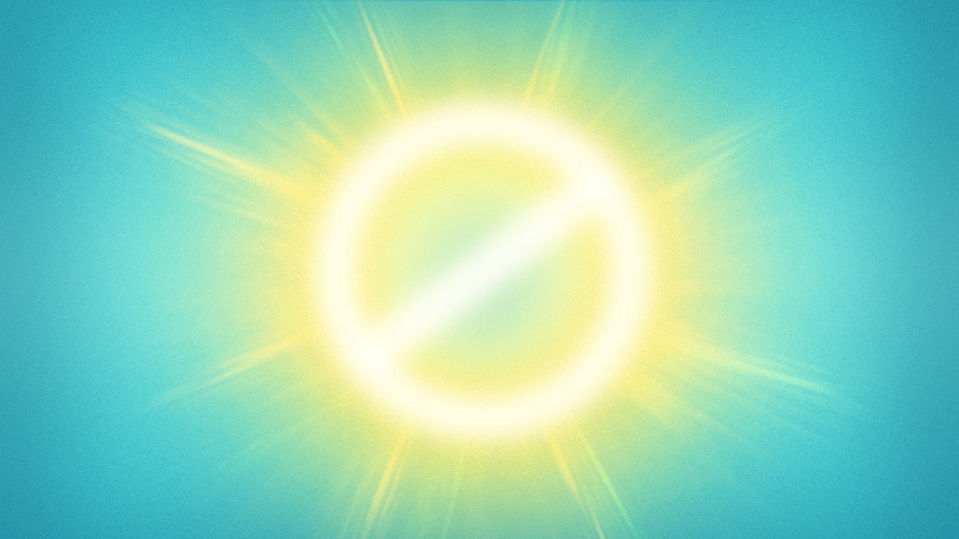 Illustration of the sun in the shape of the "no" symbol