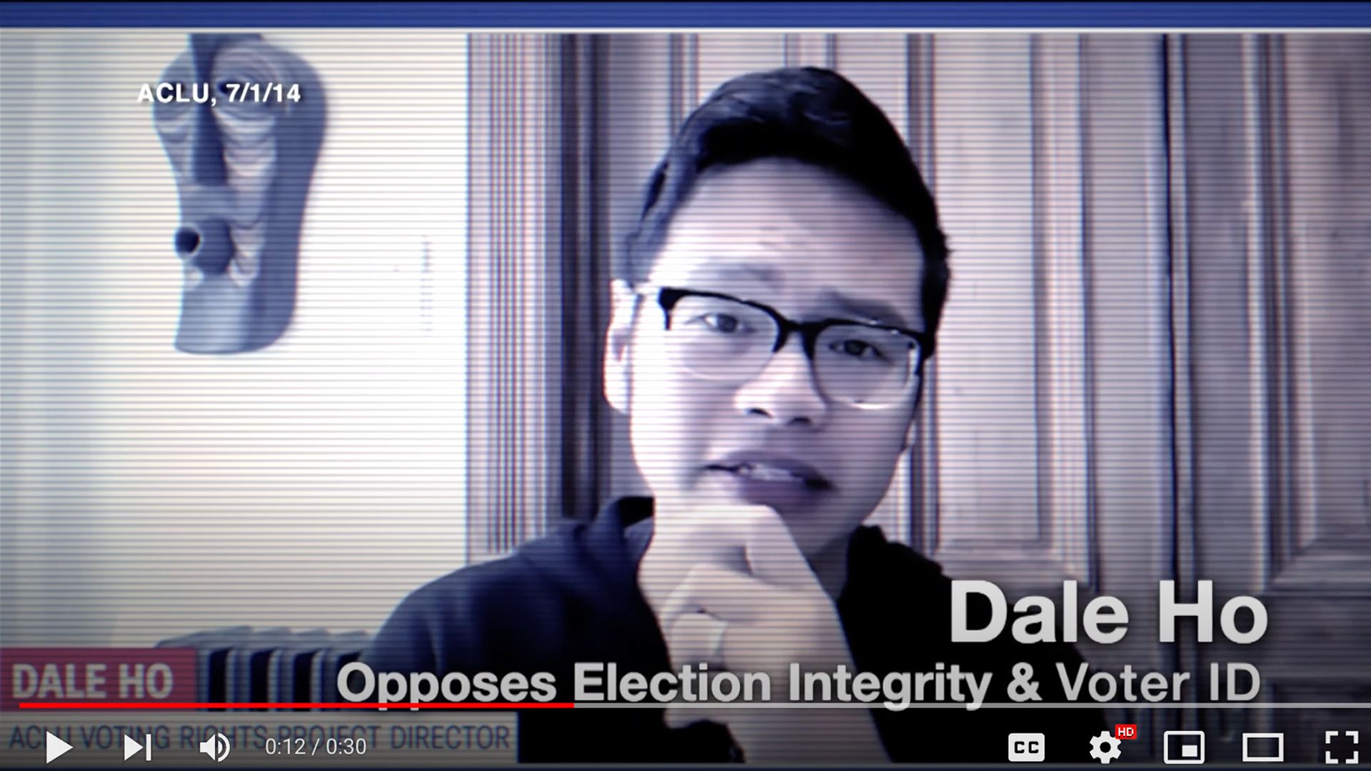 A screenshot shows a snipped from a TV ad against a Biden judicial pick, the ACLU's Dale Ho.