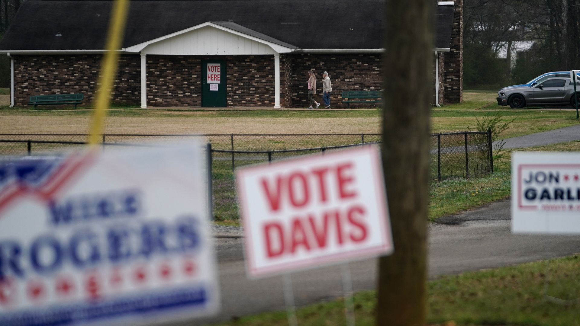 Voters enter a polling location for the state's primary on March 5, 2024, in Oxford, Alabama. 