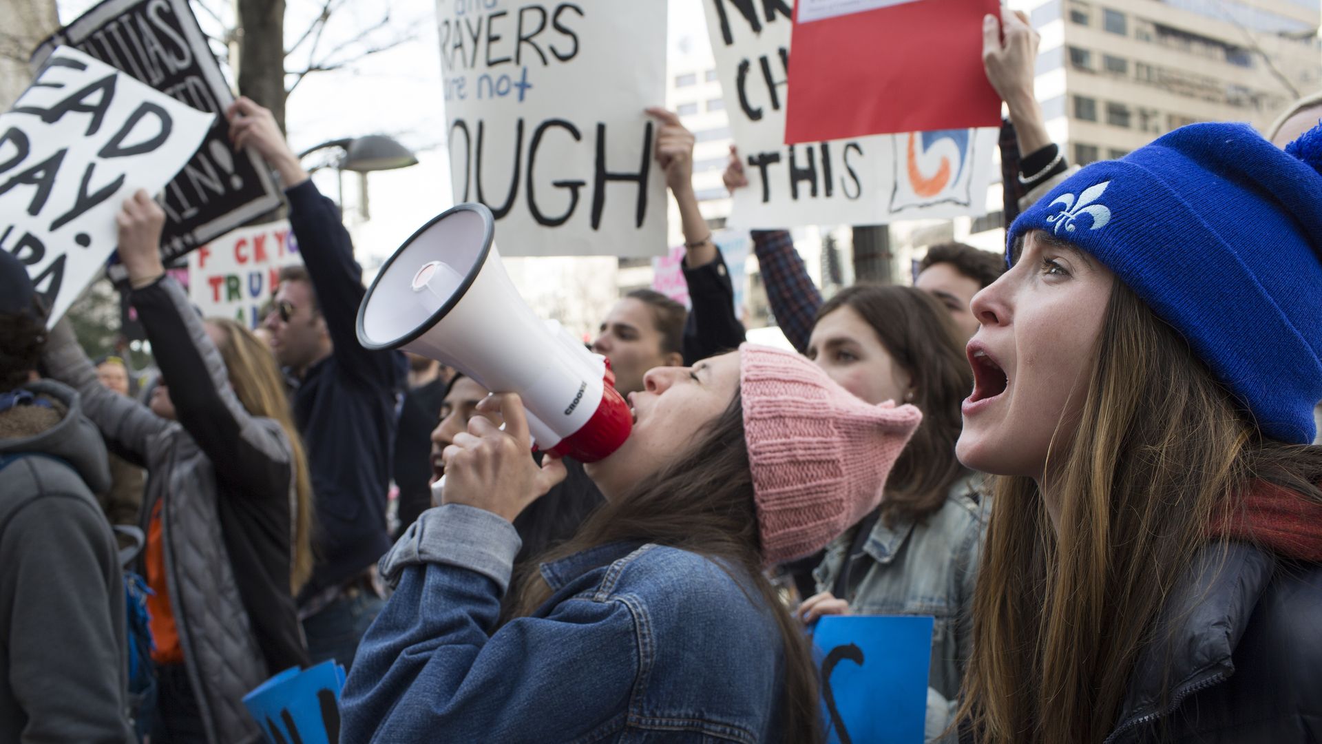 Students walking out on the 19th anniversary of Columbine