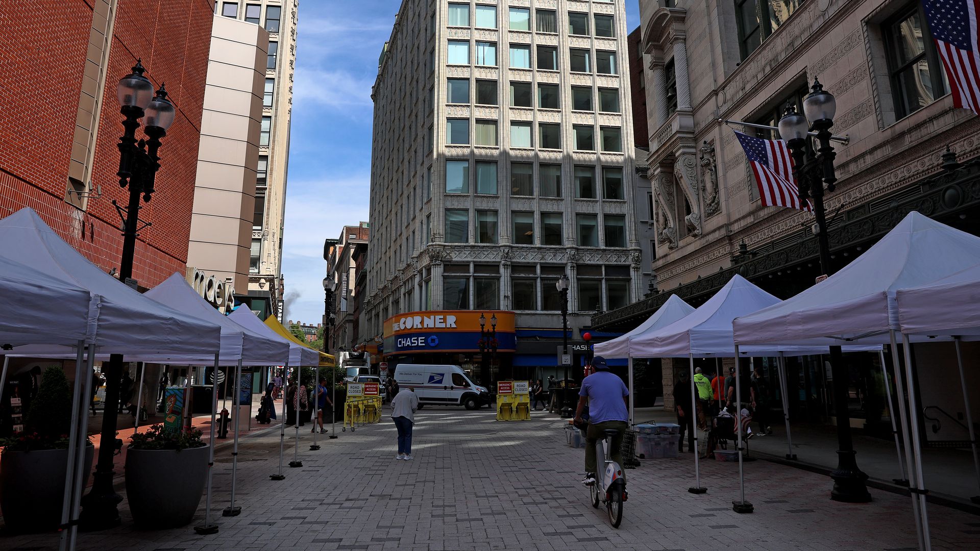 A view of Winter Street and the Corner Mall around Downtown Crossing in 2025.