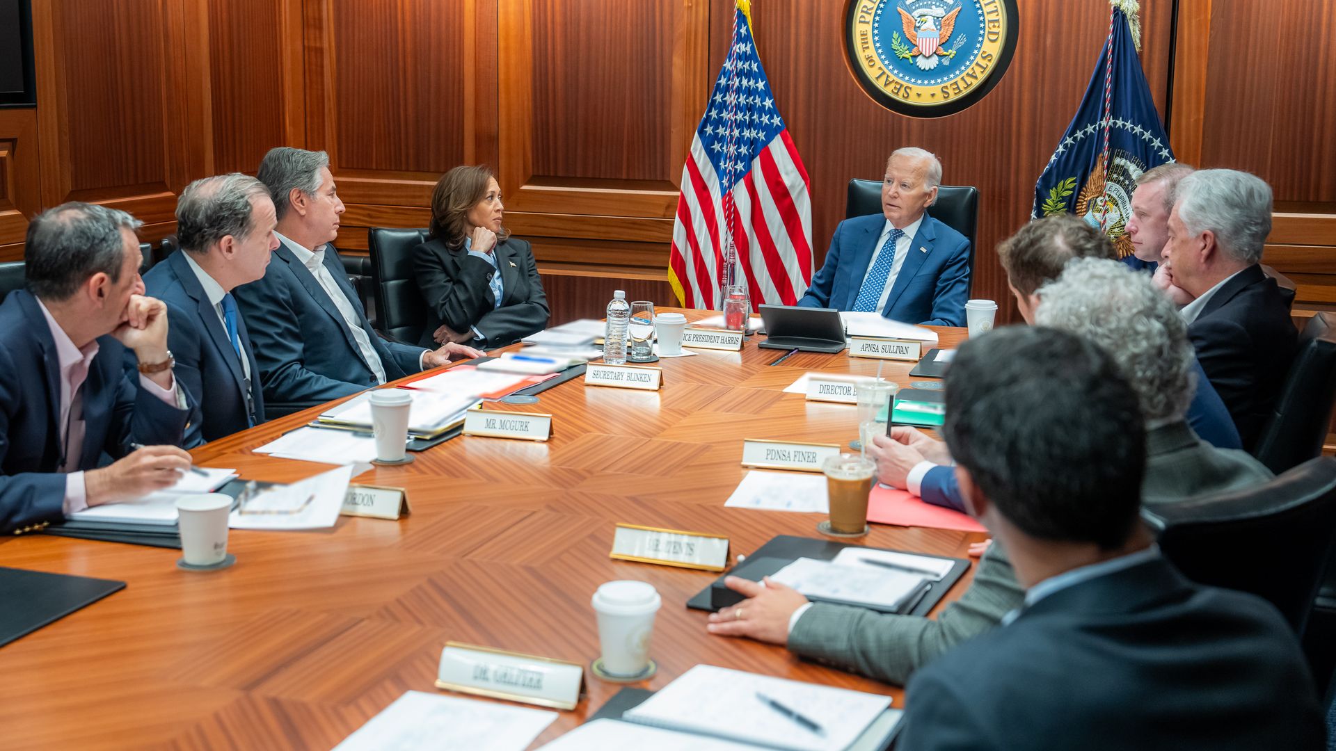 Biden, Harris and national security team meet in the White House Situation room.