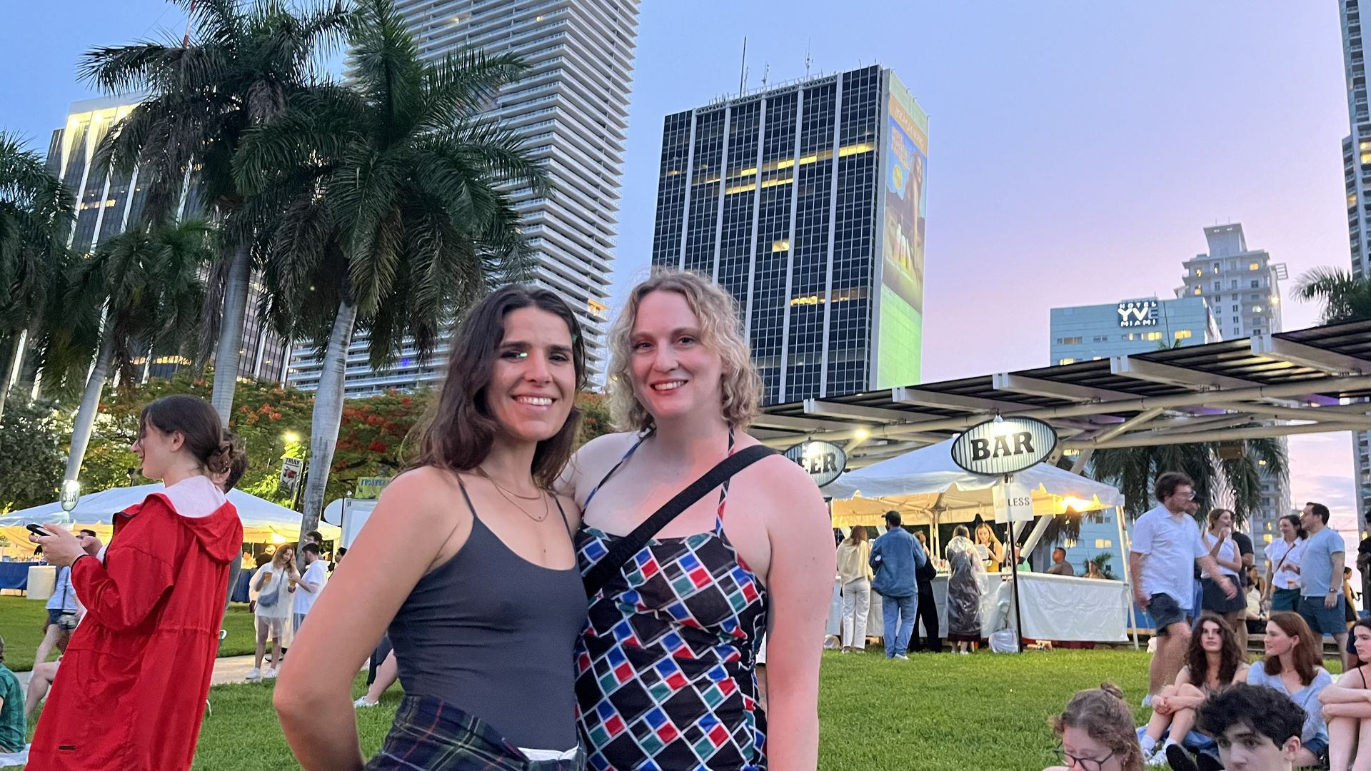 Two women at a concert. 