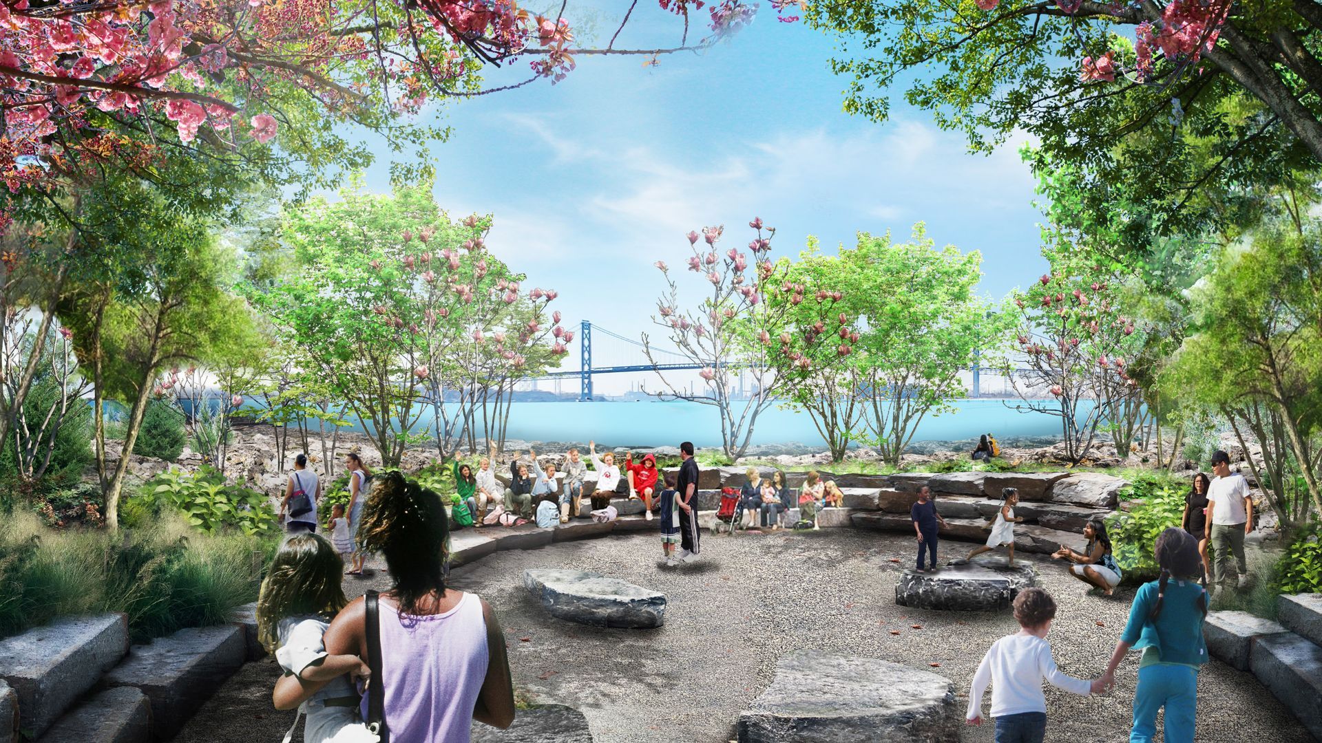 A rendering of an outdoor classroom at Ralph C. Wilson Jr. Centennial Park. 