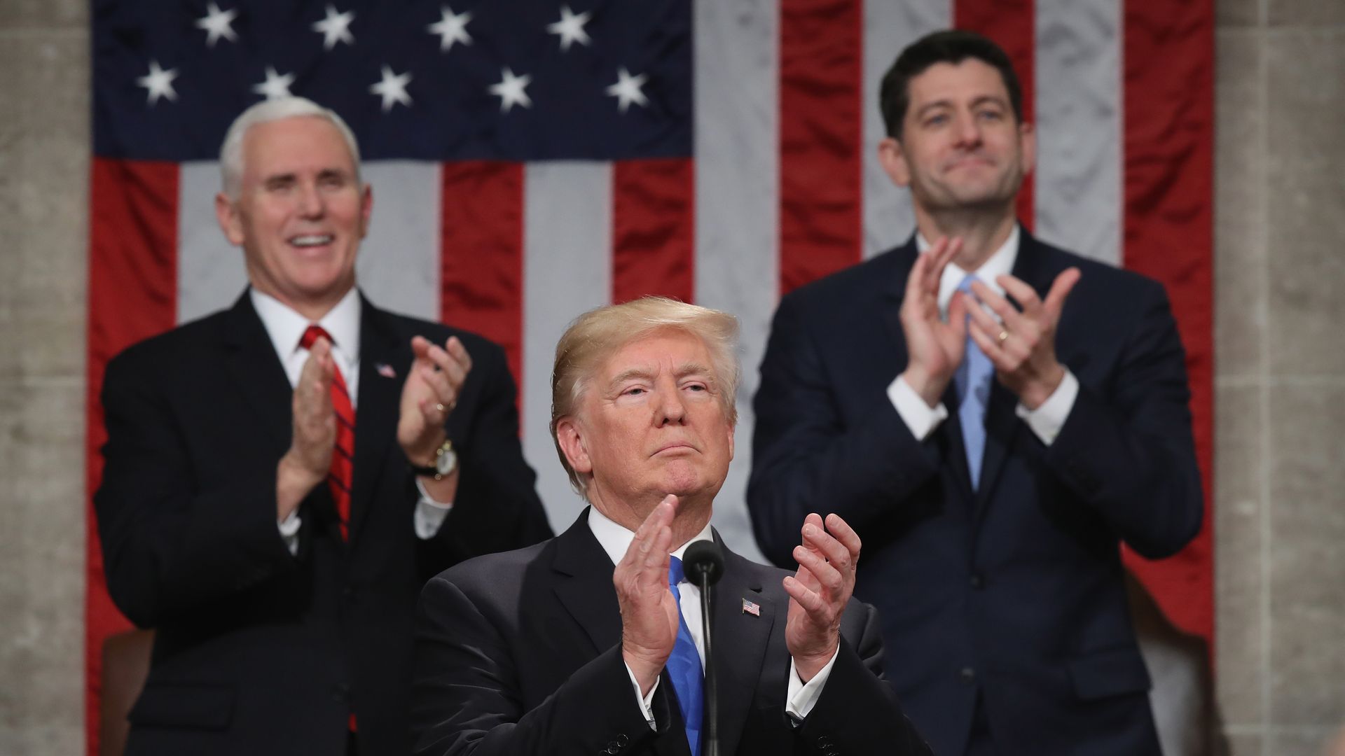 President Trump with Vice President Mike Pence and House Speaker Paul Ryan.