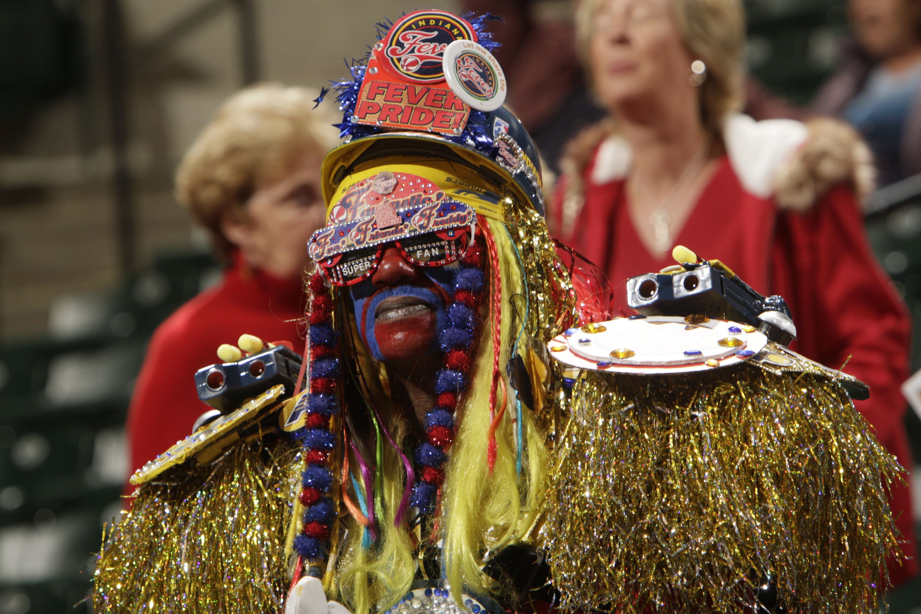 A super fan of the Indiana Fever watches warm ups against the Minnesota Lynx during Game three of the 2012 WNBA Finals on October 19, 2012 at Bankers Life Fieldhouse