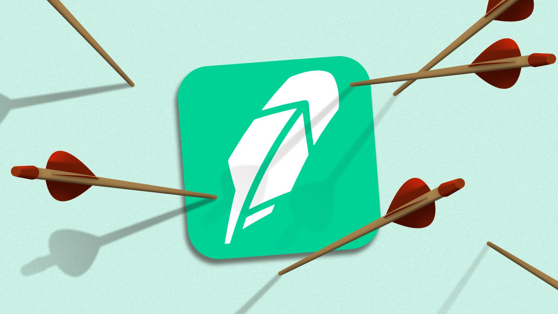 Illustration of the Robinhood app logo being pierced by arrows