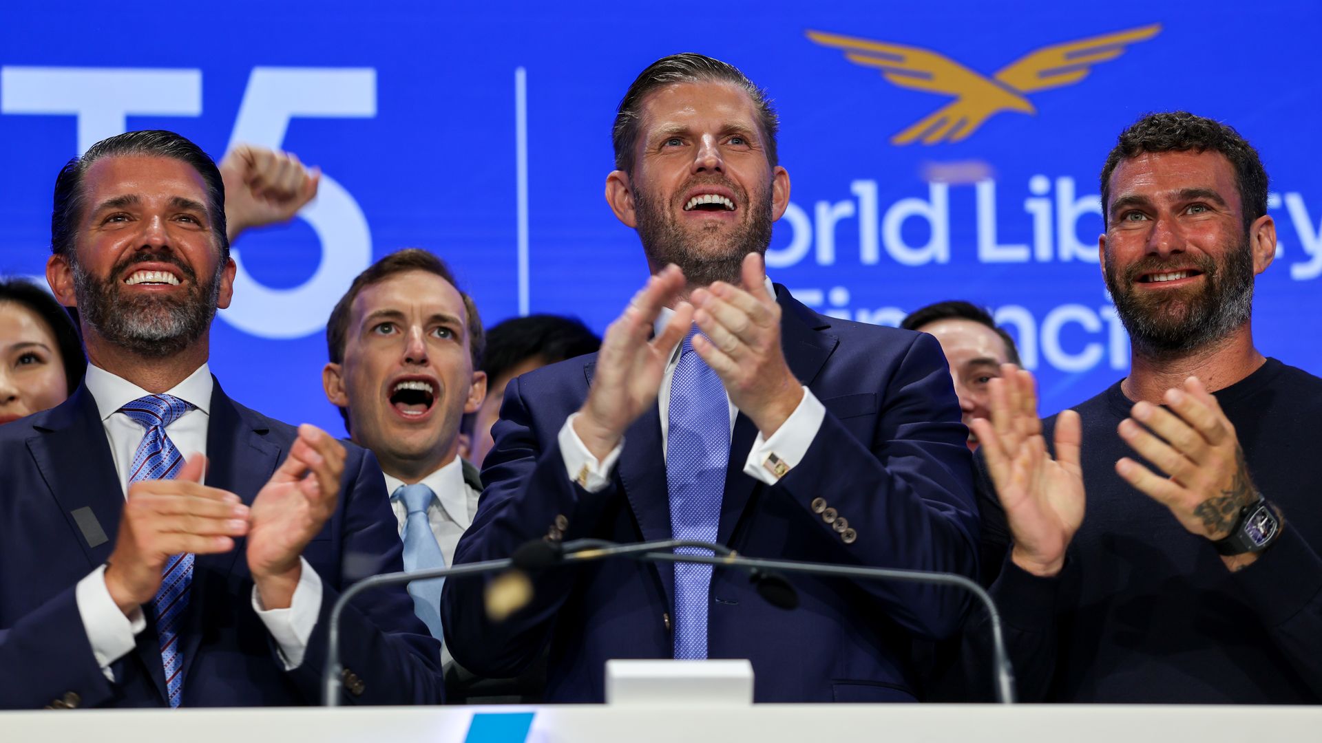 Image of Donald Trump Jr. and Eric Trump with Zak Folkman at a partnership celebration