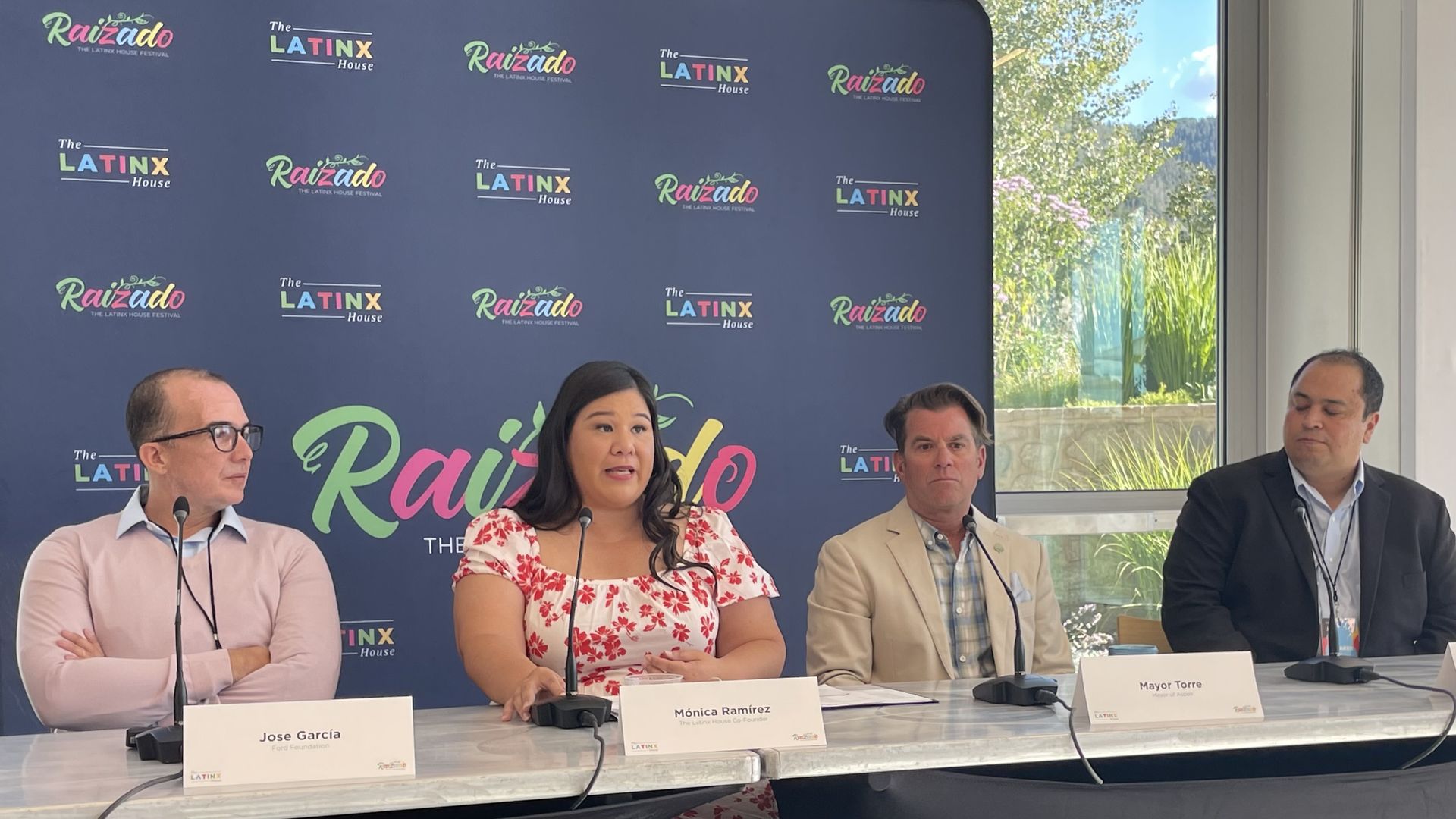 The Latinx House co-founder Monica Ramírez at a press conference.