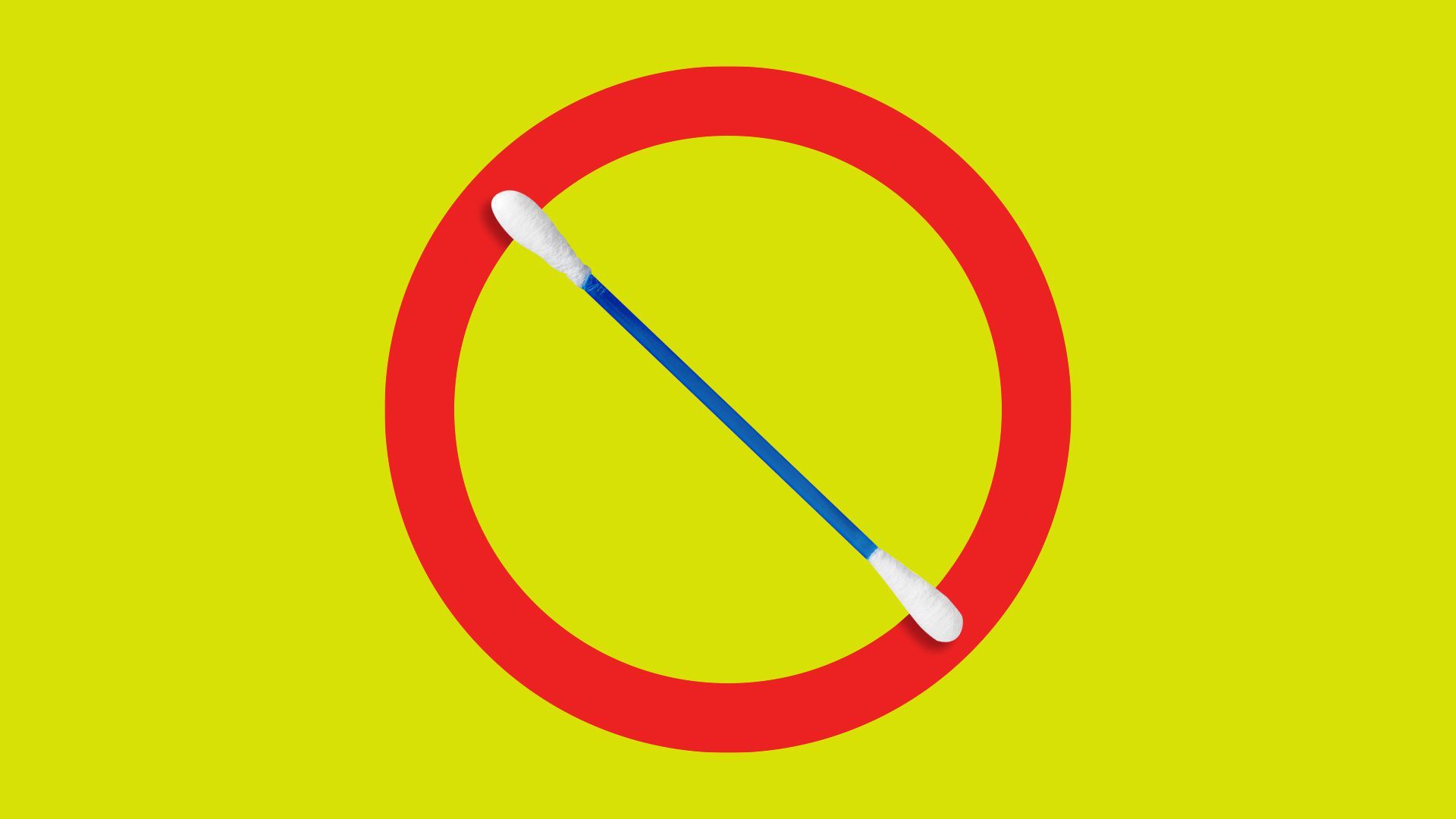 Illustration of a no symbol with a q-tip as the crossbar. 