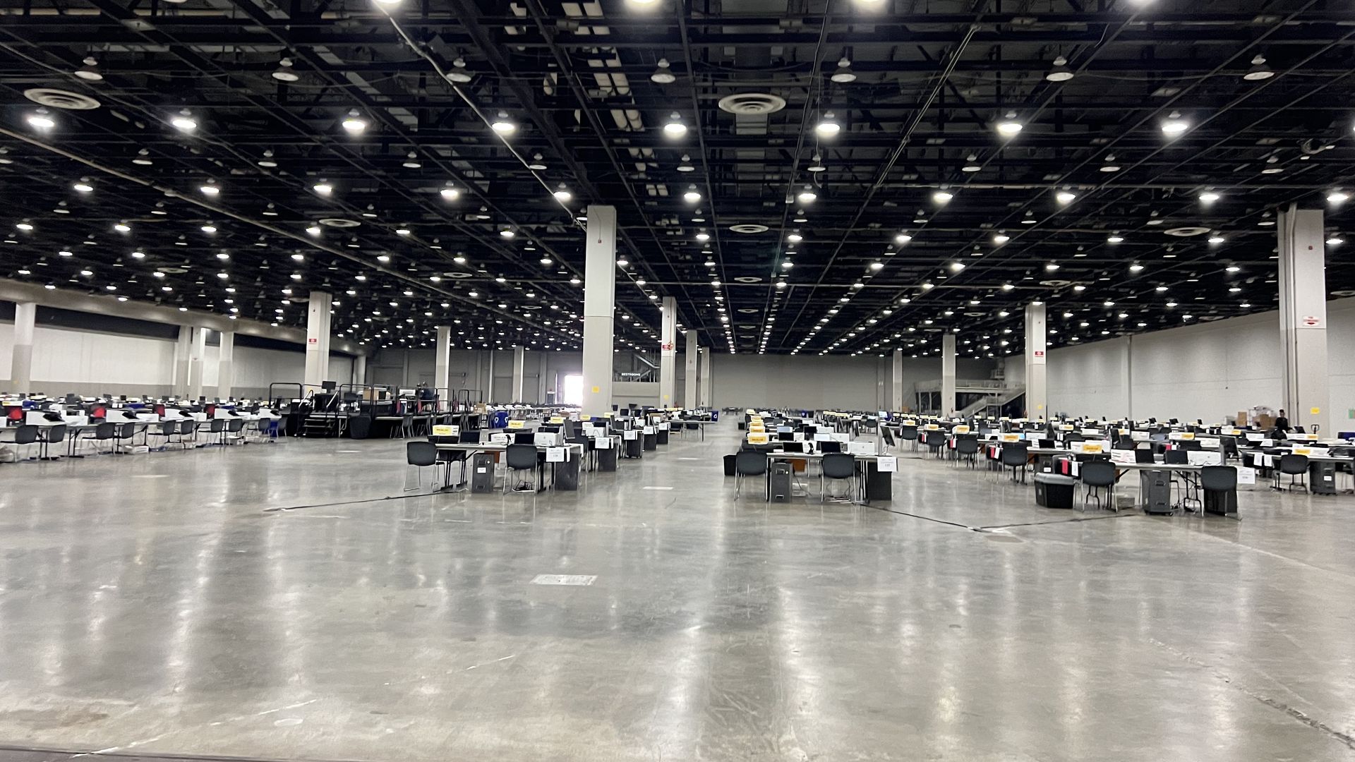 Absentee counting room at Detroit's Huntington Place