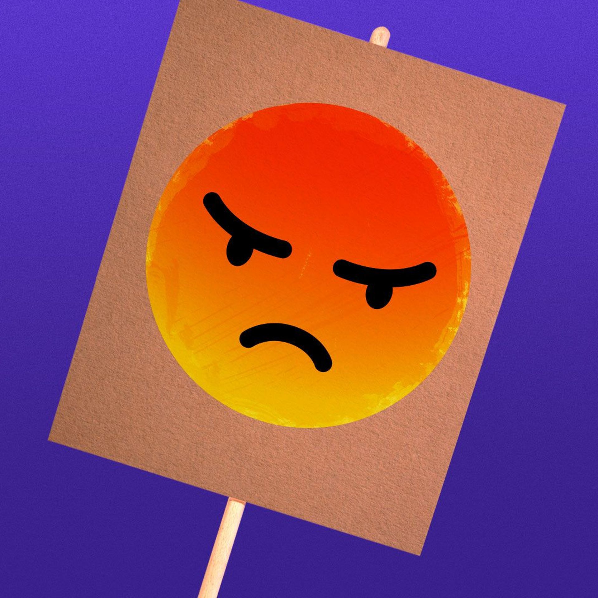 Illustration of protest sign with angry emoji