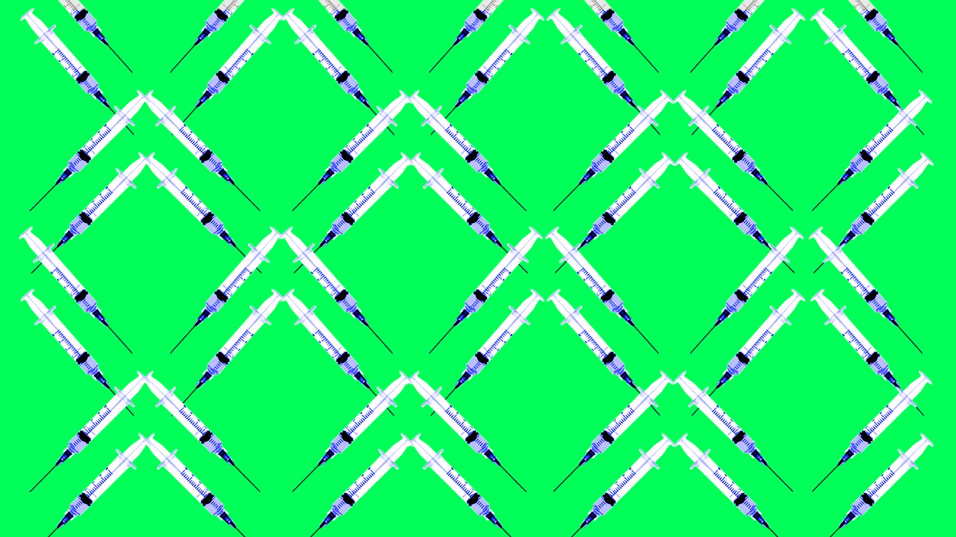 Syringes in diagonal patterns