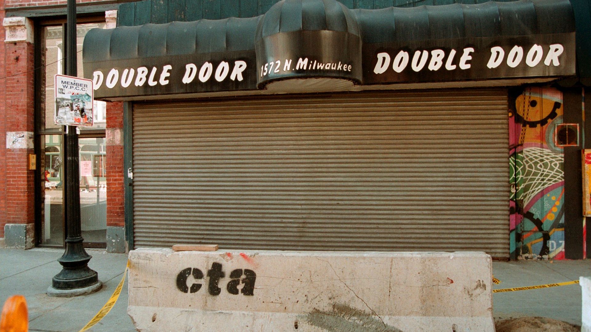 Closed Double Door night club building 