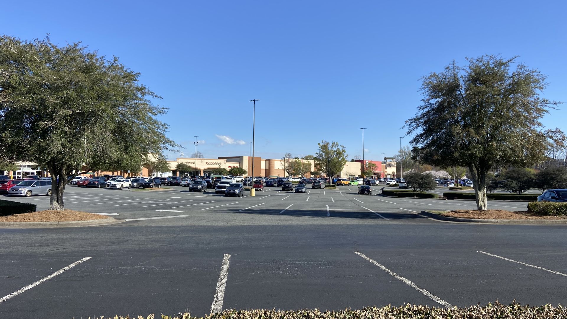 Nearly empty parking lot