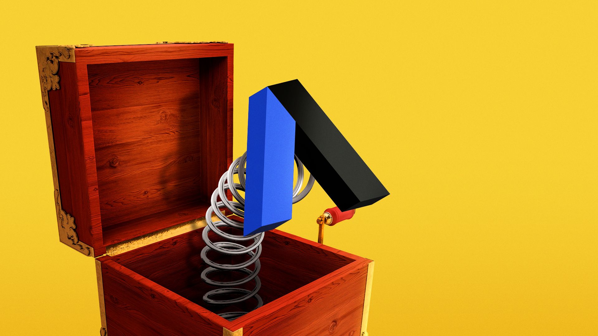 Illustration of the Axios A popping out of a Jack in the Box.