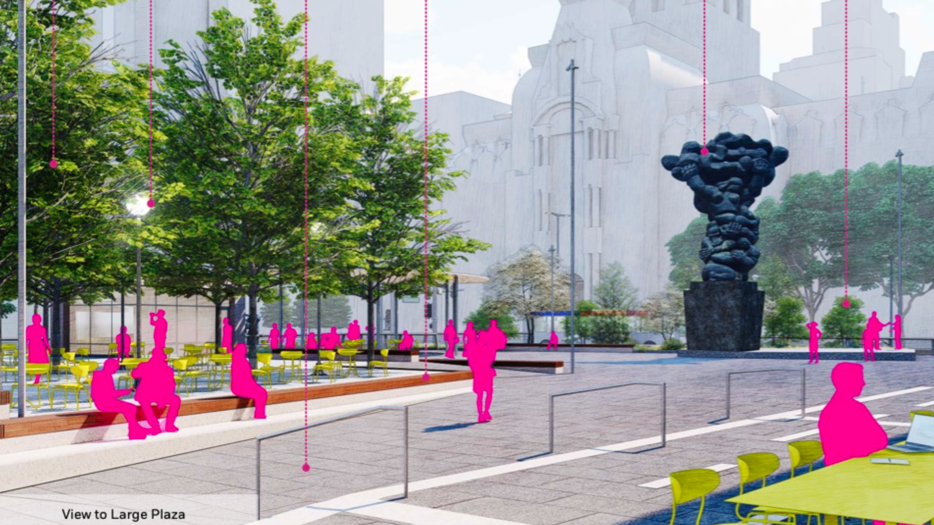 A rendering of the redesign of Thomas Paine Plaza in Philadelphia 