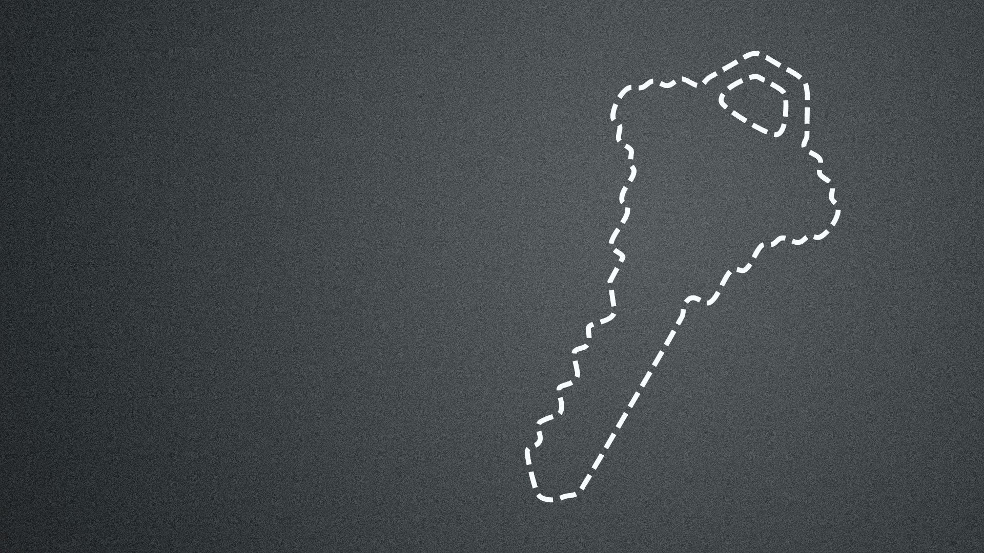 Illustration of the dotted outline of a house key, but no house key.