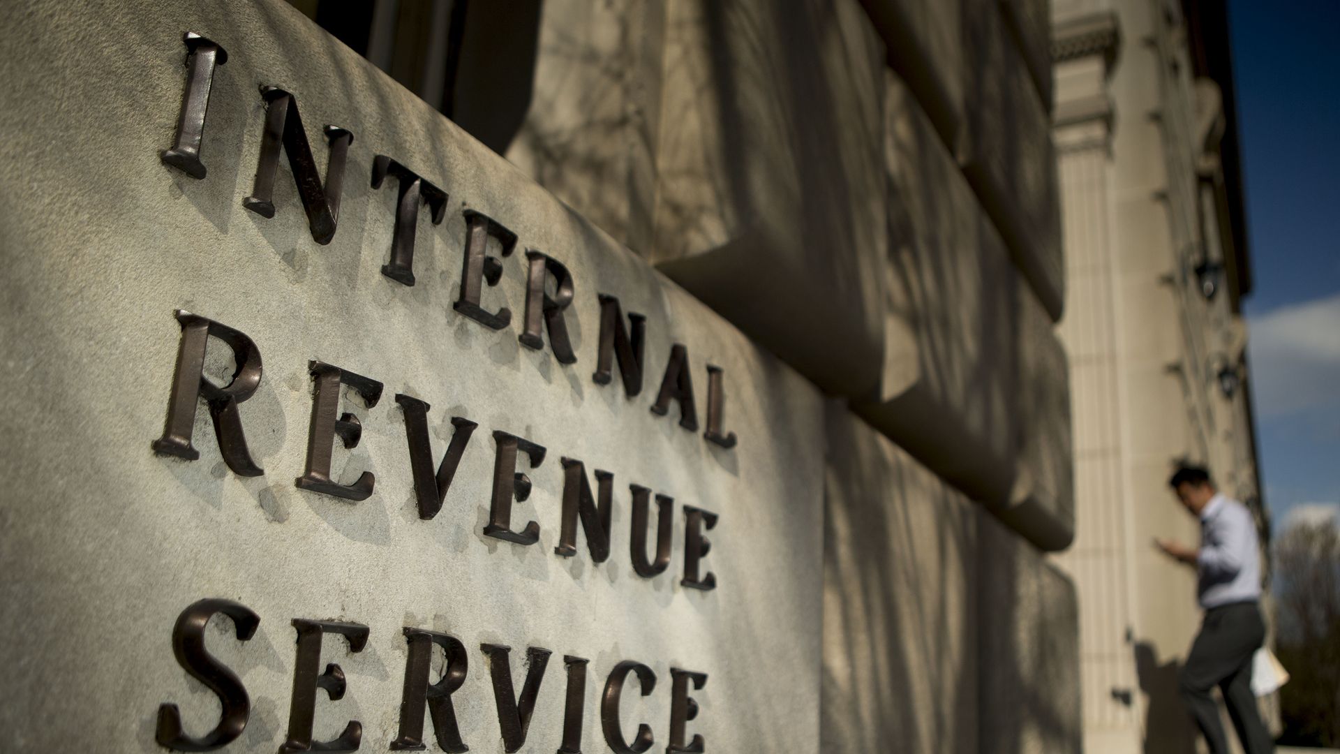 The IRS sign on its headquarters building in Washington.