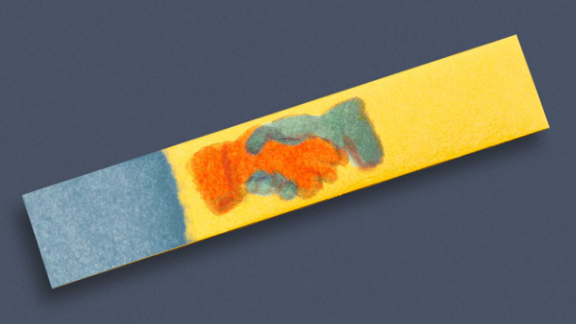 Illustration of a litmus test revealing a hand shake