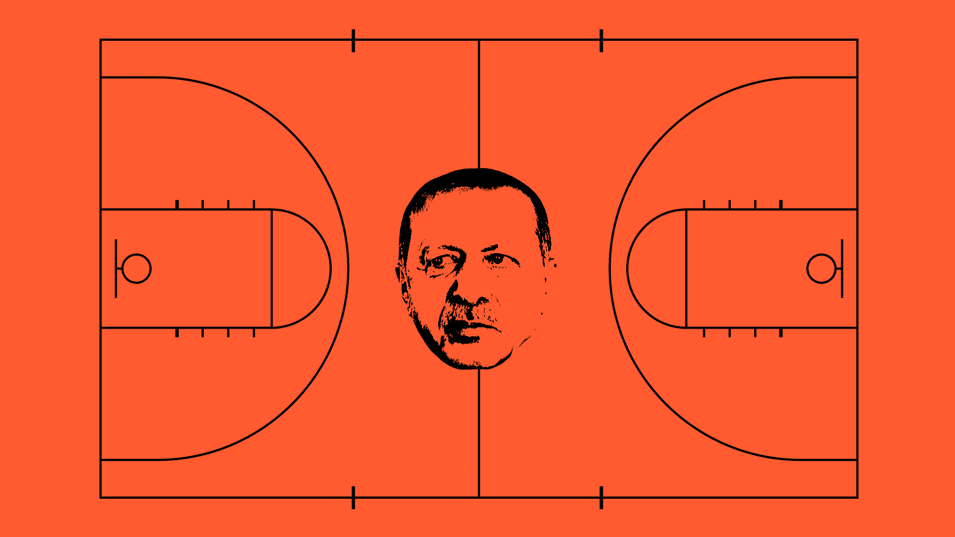 Recep Tayyip Erdoğan caught in the middle of basketball court