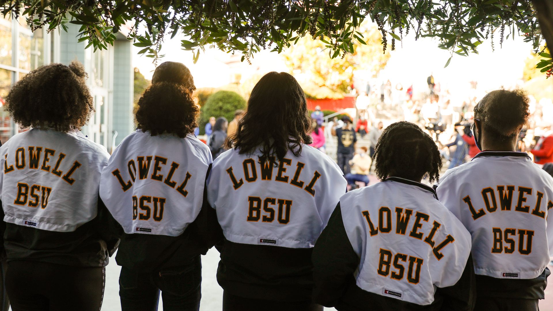 Students wearing "Lowell BSU" jackets.