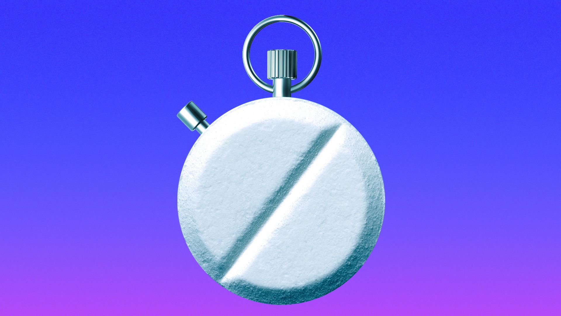 Illustration of a stopwatch made from a large round prescription pill