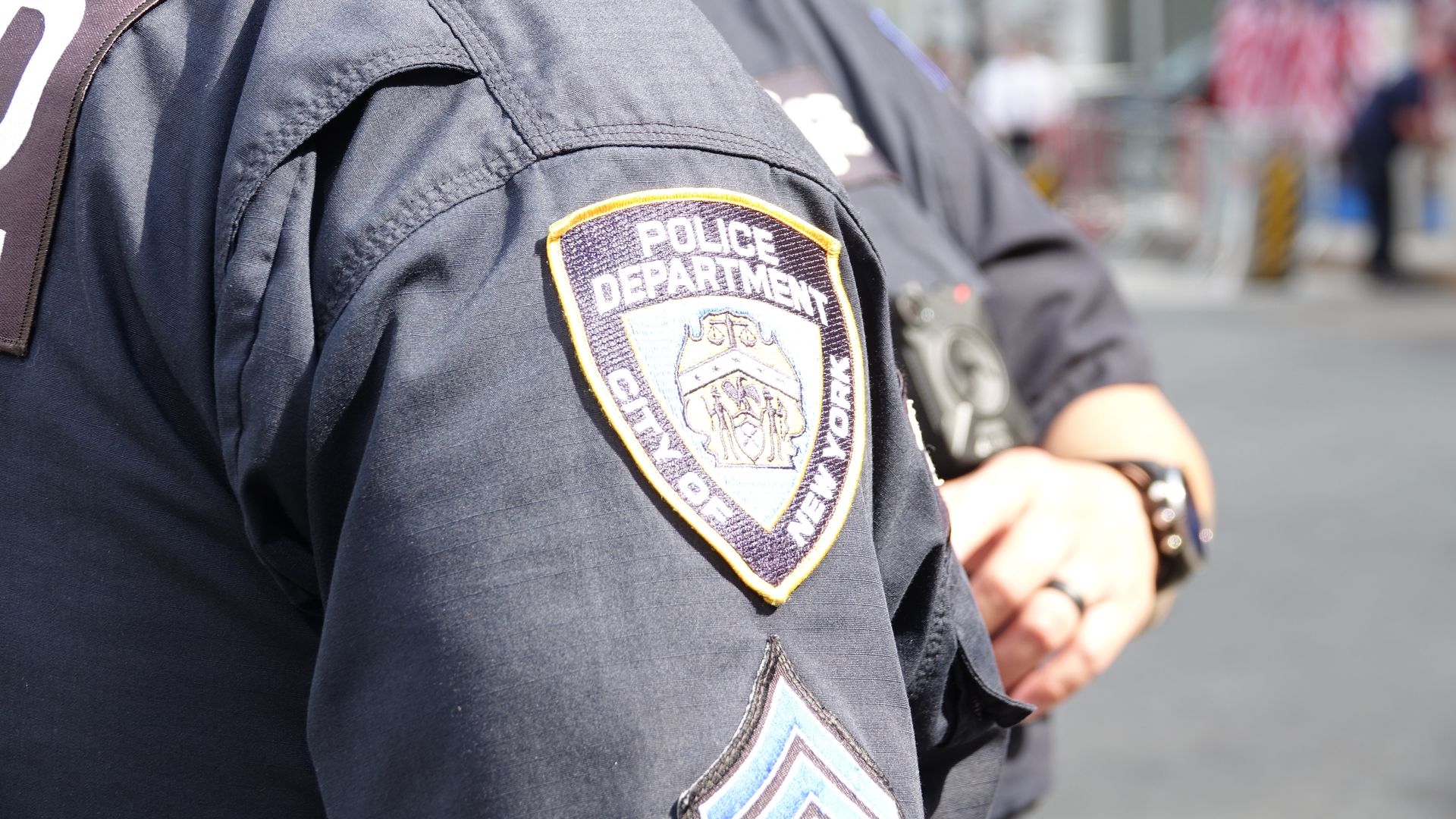 Police department patch on a uniform 