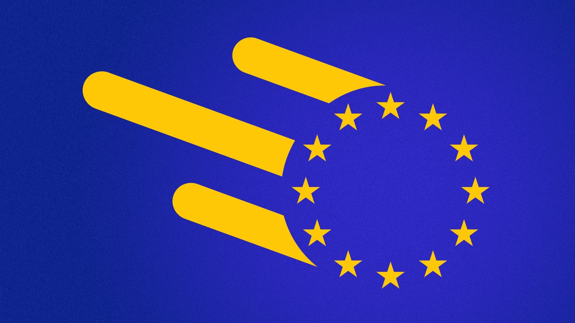 Illustration of the Strike logo with the circular part made up from the EU stars. 