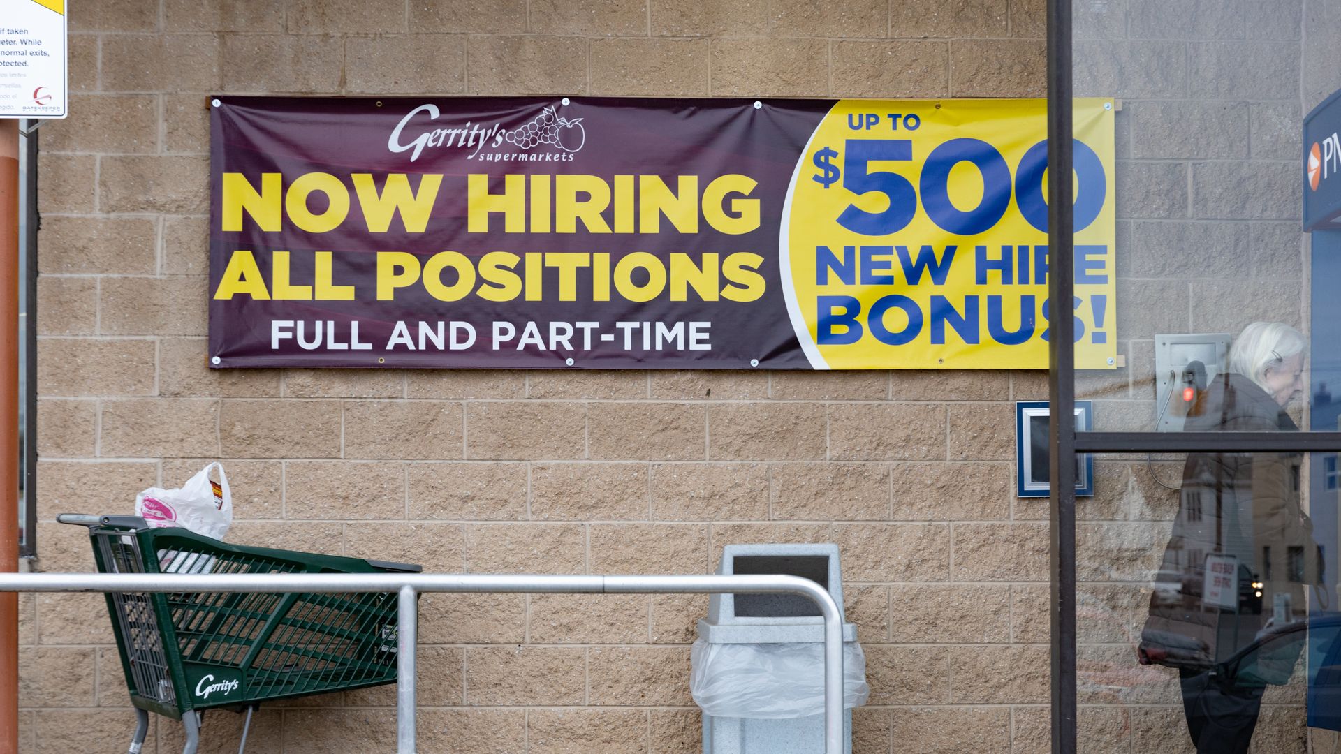 A "now hiring" sign