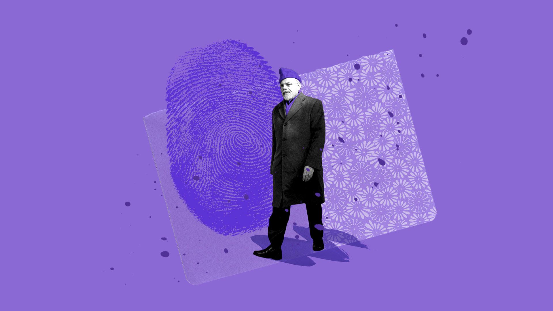 Collage illustration of Narendra Modi and a thumbprint.