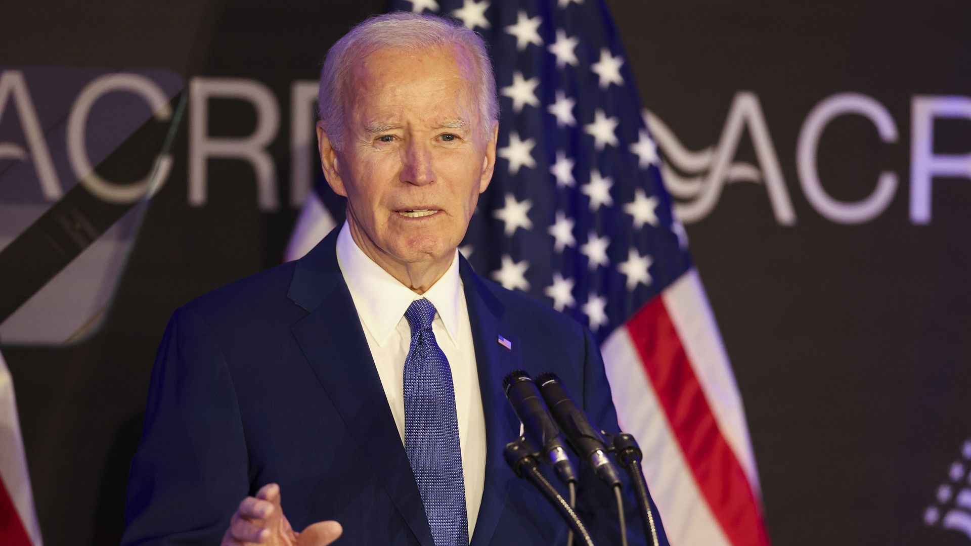 Former President Joe Biden speaks during the Advocates, Counselors, and Representatives for the Disabled bipartisan conference at the Sofitel Chicago Magnificent Mile on Tuesday, April 15, 2025. It was his first major speaking appearance since leaving office in January. (Eileen T. Meslar/Chicago Tri