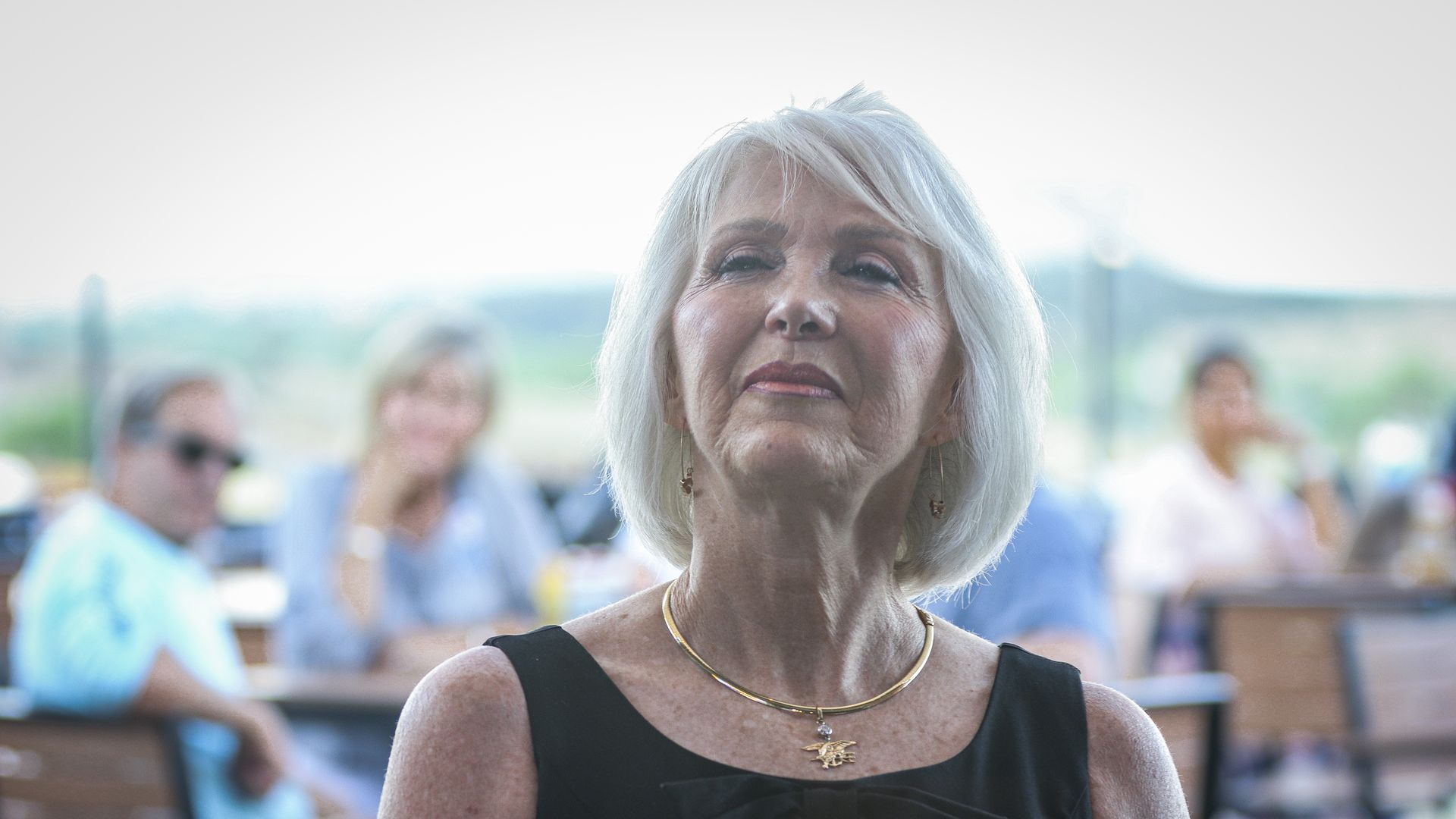 SEDALIA, CO - JUNE 28: Mesa County Clerk and Colorado Republican candidate for secretary of state Tina Peters reacts to early election returns during a primary night watch party at the Wide Open Saloon on June 28, 2022 in Sedalia, Colorado. Peters lost to former Jefferson County Clerk Pam Anderson, 