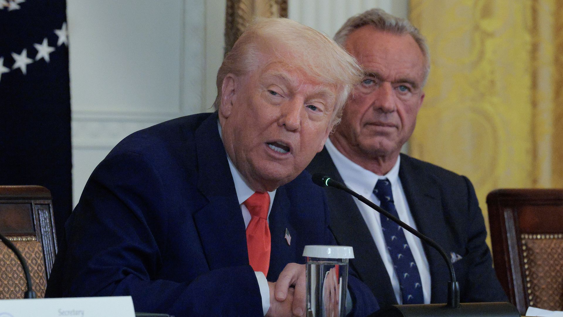   President Donald Trump and Health and Human Services Secretary Robert F. Kennedy Jr. attend an event introducing a new Make America Healthy Again Commission report in the East Room of the White House on May 22, 2025 in Washington, DC. (Photo by Chip Somodevilla/Getty Images)