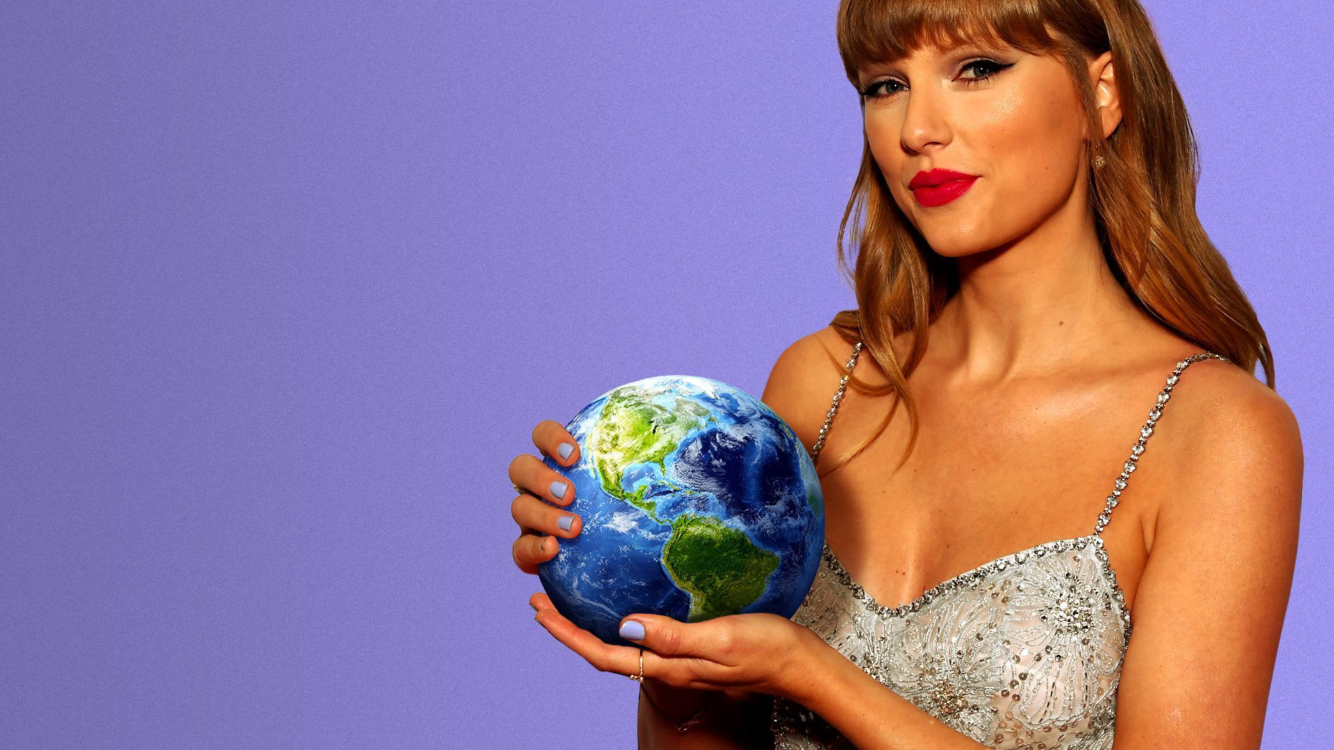 Photo illustration of Taylor Swift holding the Earth.