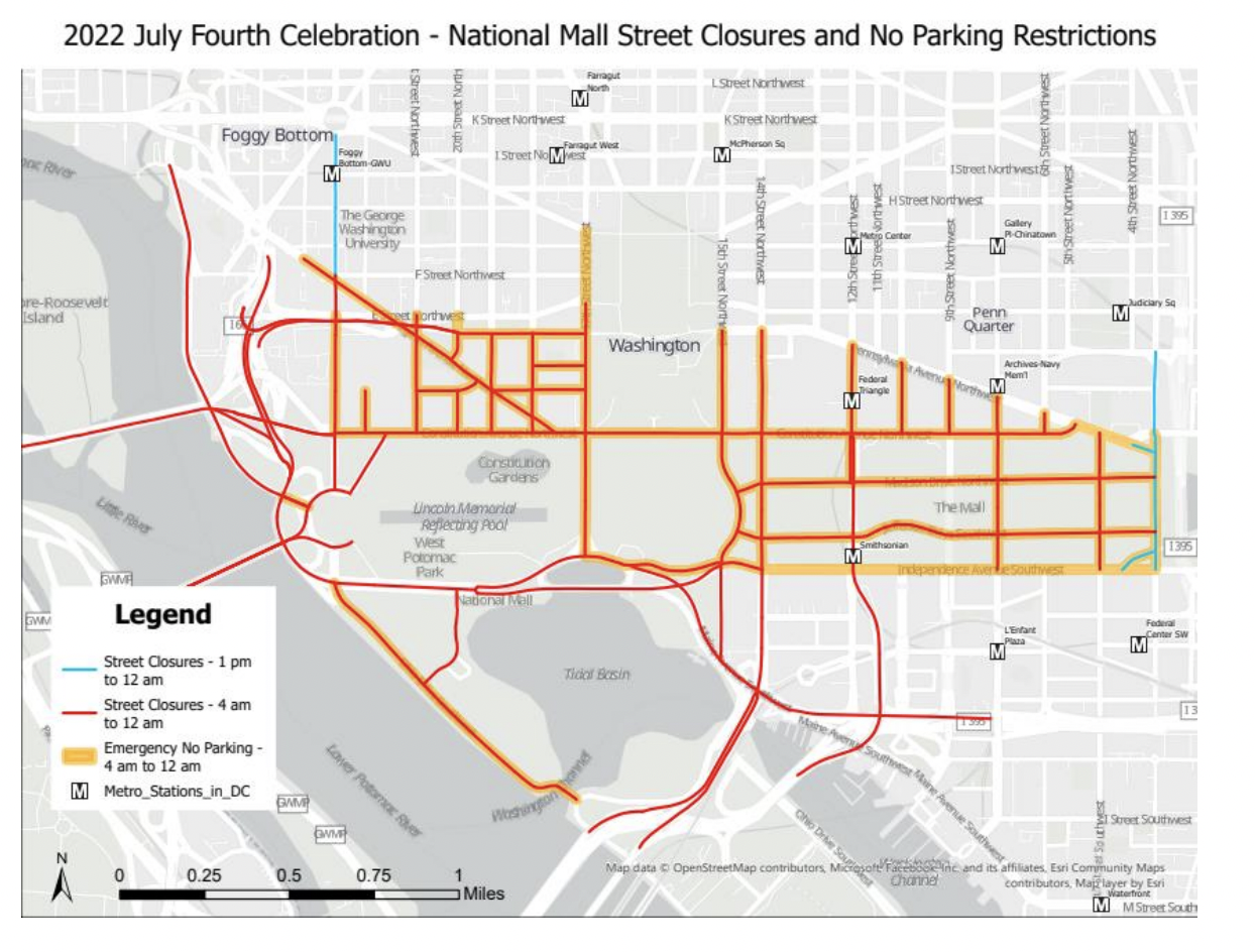 Map July 4 Road Closures In D C Axios Washington D C 
