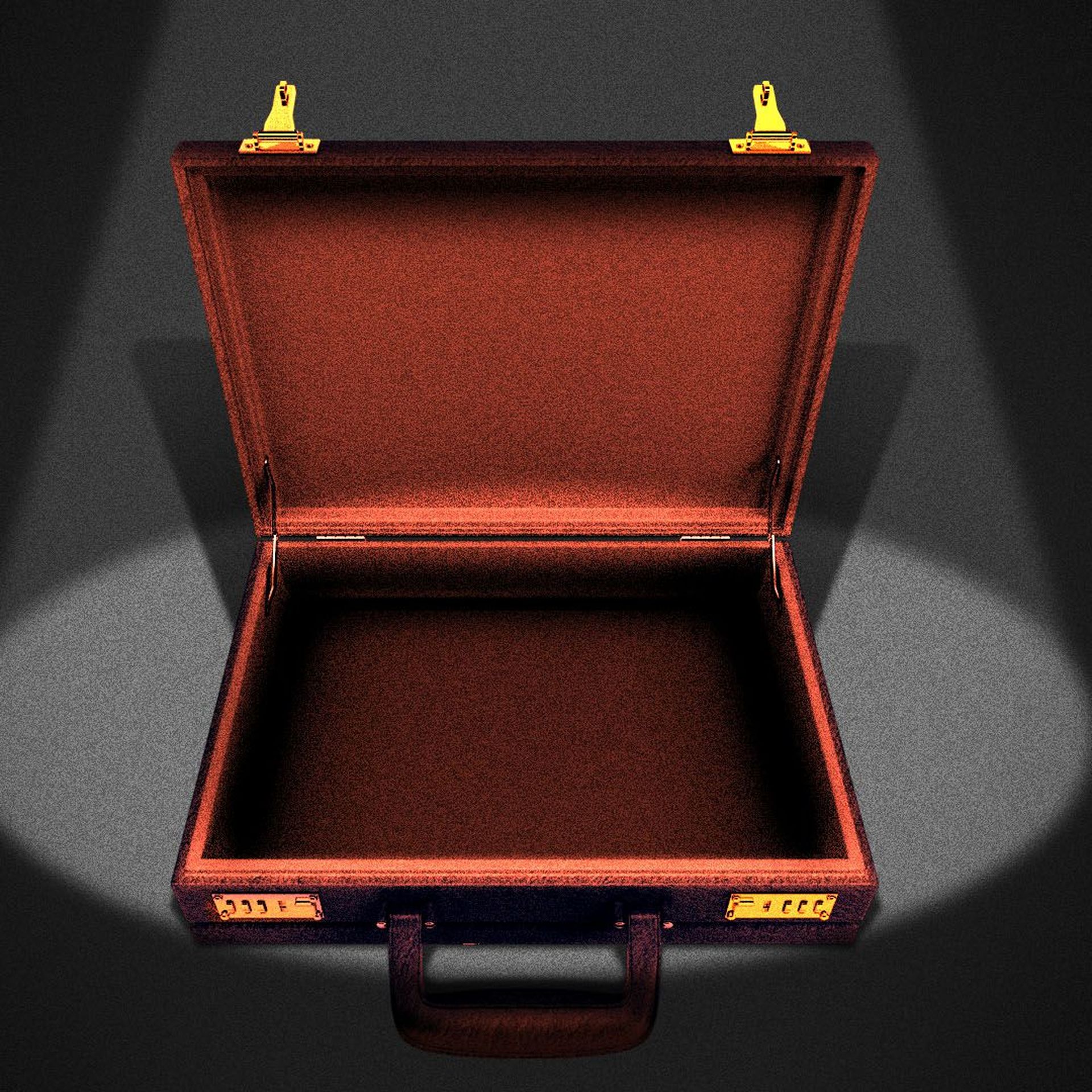 Illustration of an open briefcase with a spotlight on it