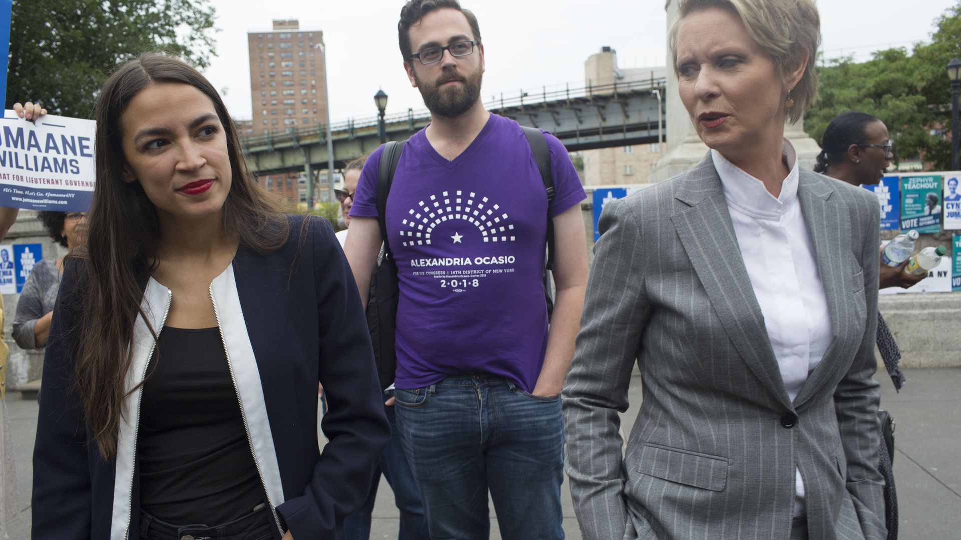Cynthia Nixon on the campaign trail with Alexandria Ocasio-Cortez