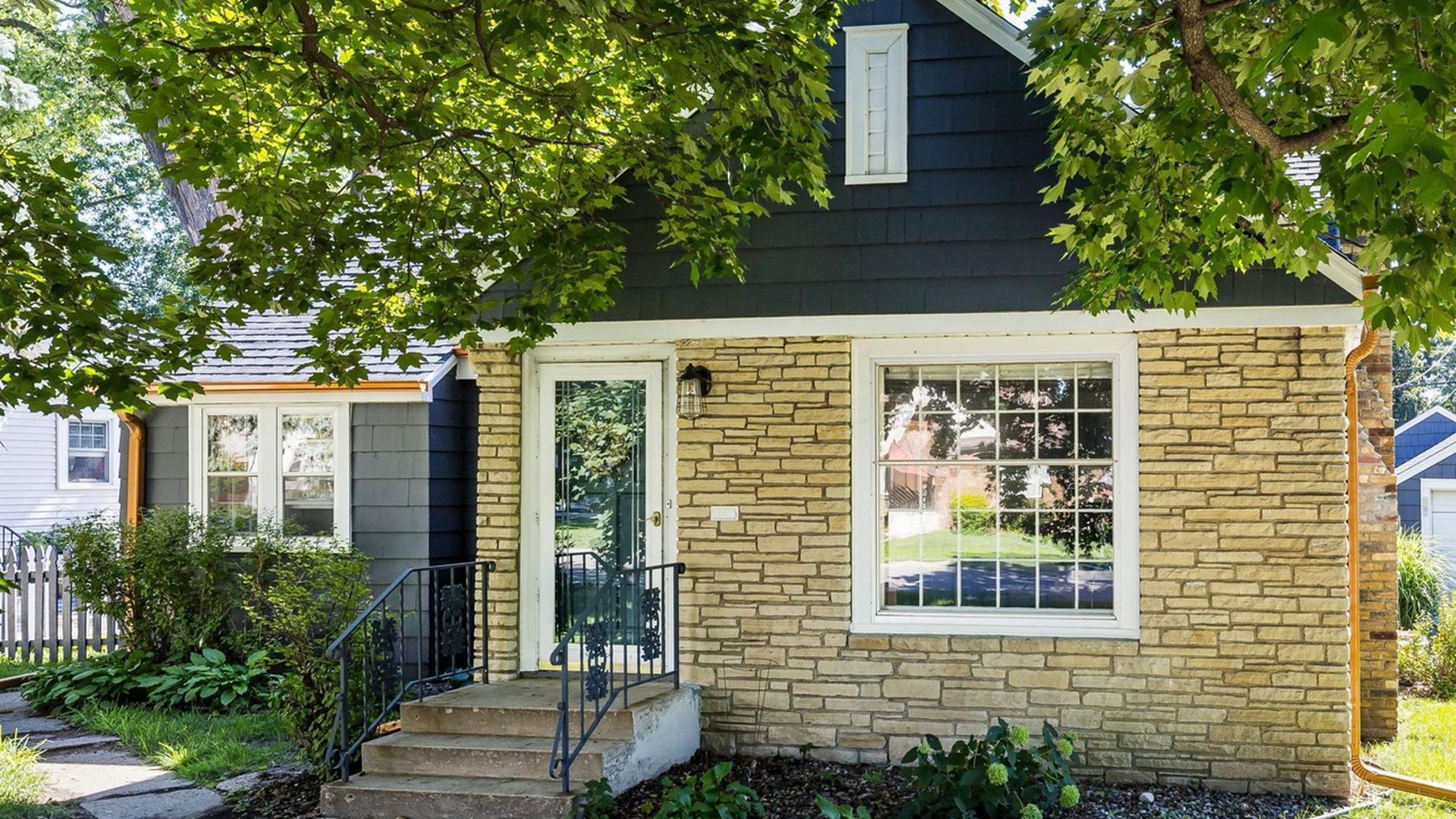exterior of stone home