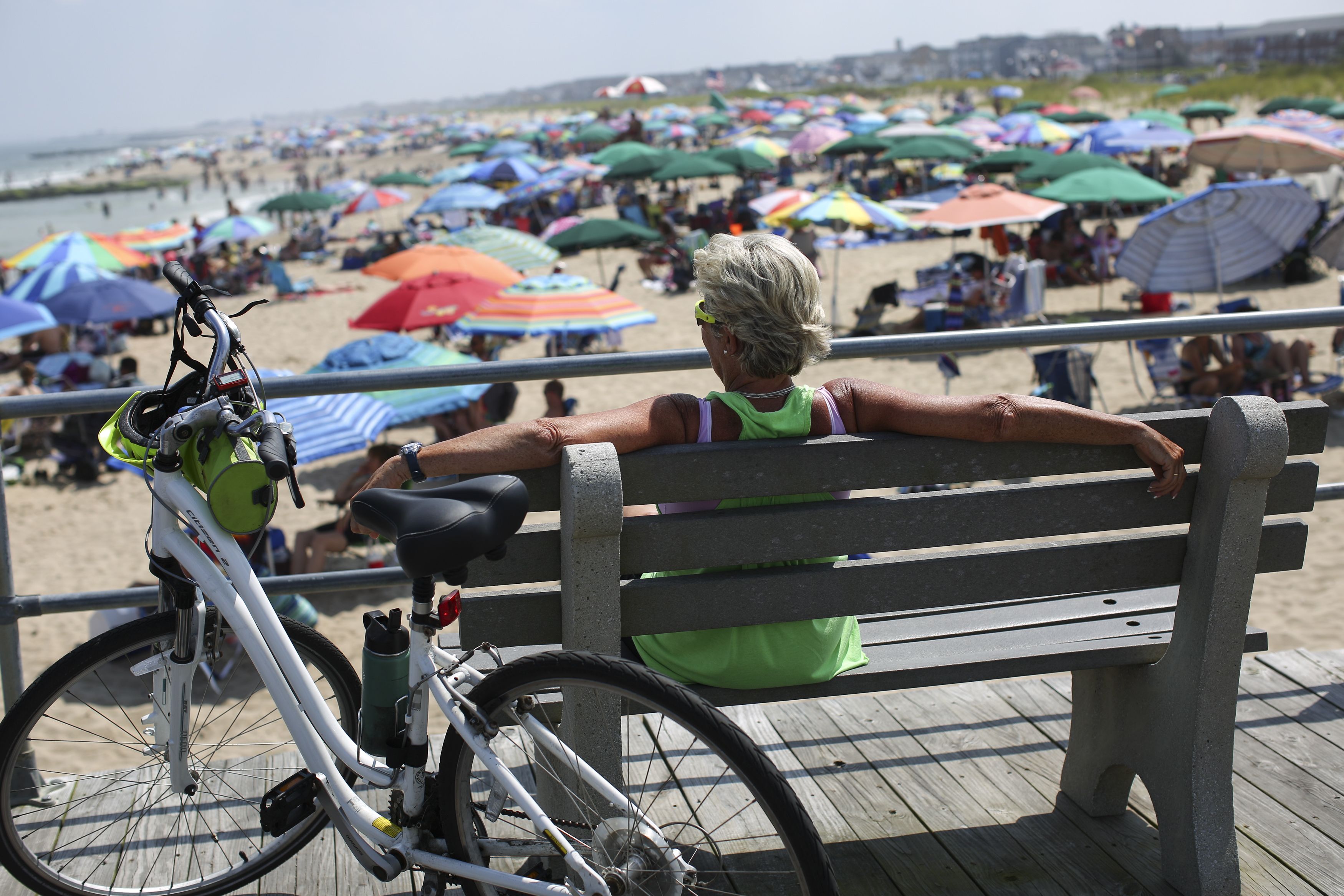  People visit the beach on July 20, 2019 in Ocean Grove, New Jersey.