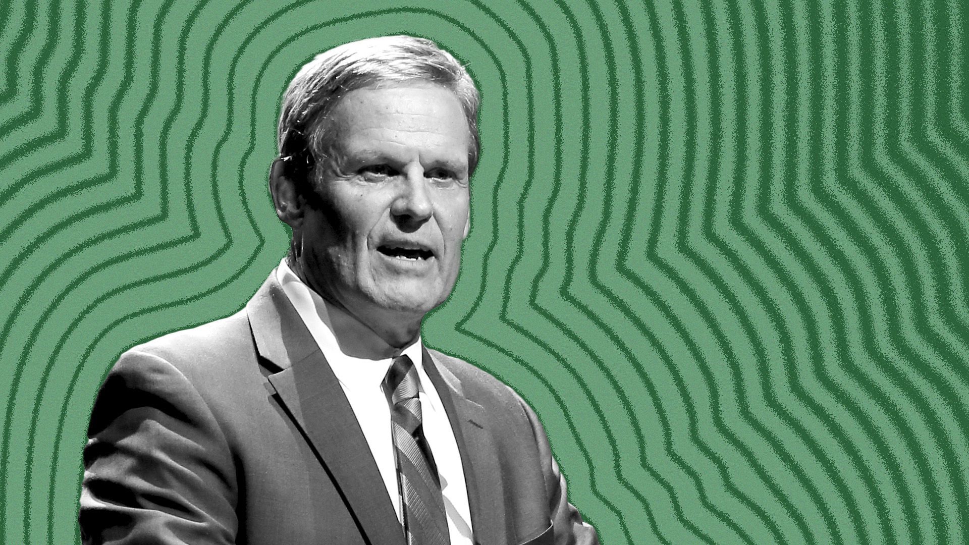 Photo illustration of Tennessee Governor Bill Lee with lines radiating from him.