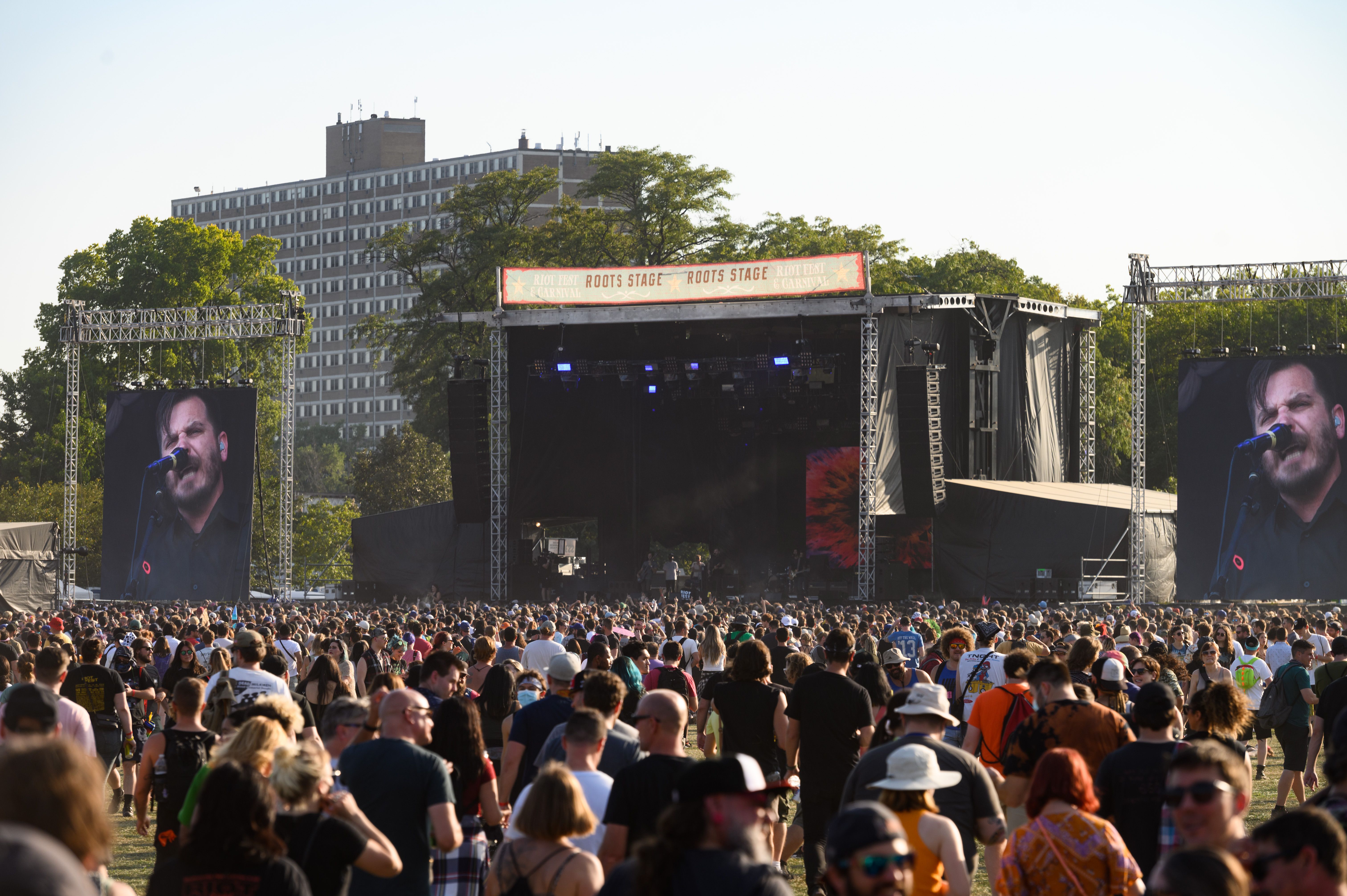 Photo of a rock concert in a park