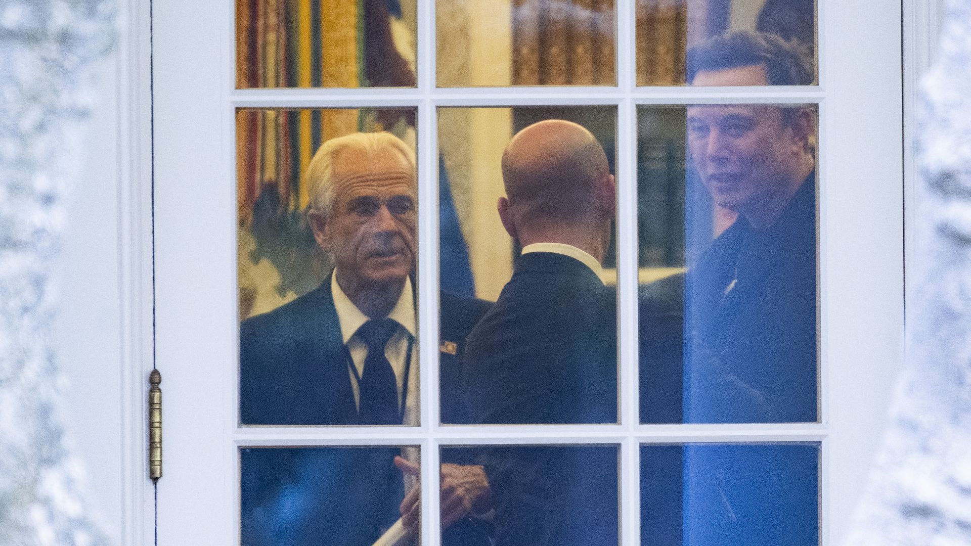 Elon Musk and Peter Navarro in the Oval Office.