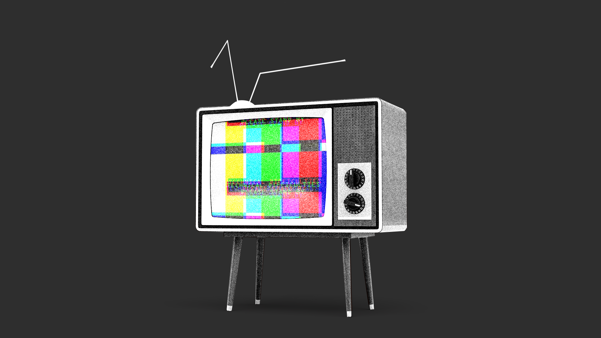 An illustration showing a TV outage