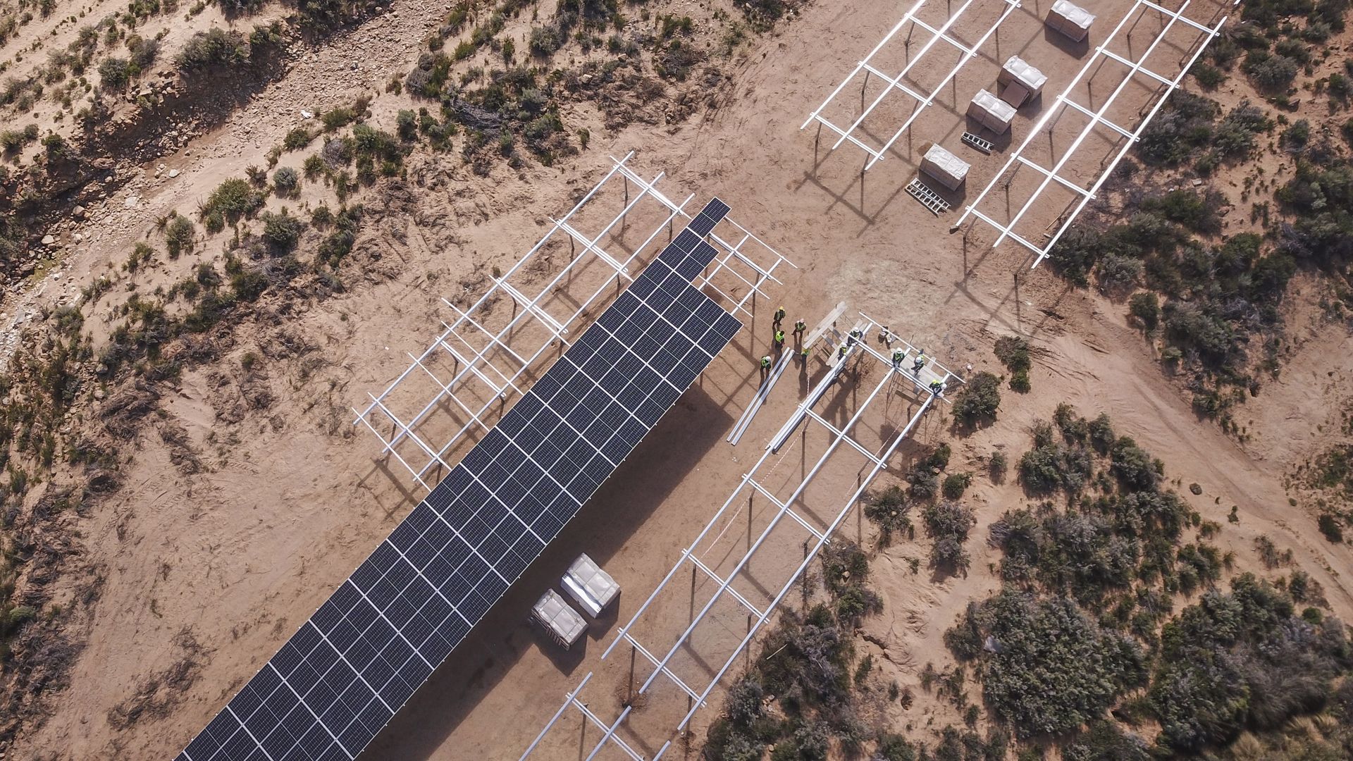 Solar panels being put into place in South Africa.