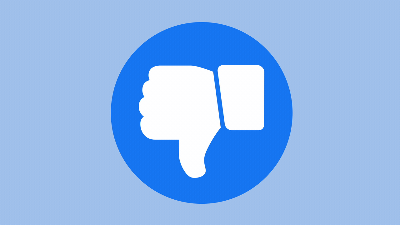 Animated illustration of a thumbs down in a blue circle turning into a thumbs up.