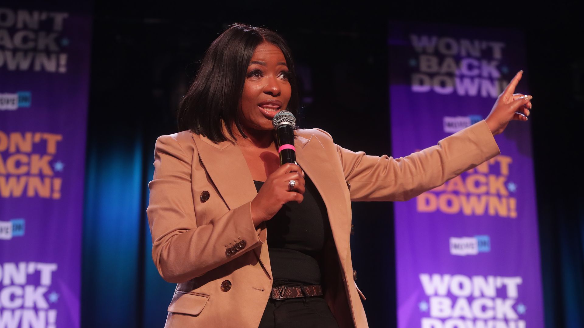 Rep. Jasmine Crockett speaks during the Won't Back Down event at The Van Buren on August 03, 2025 in Phoenix, Arizona.