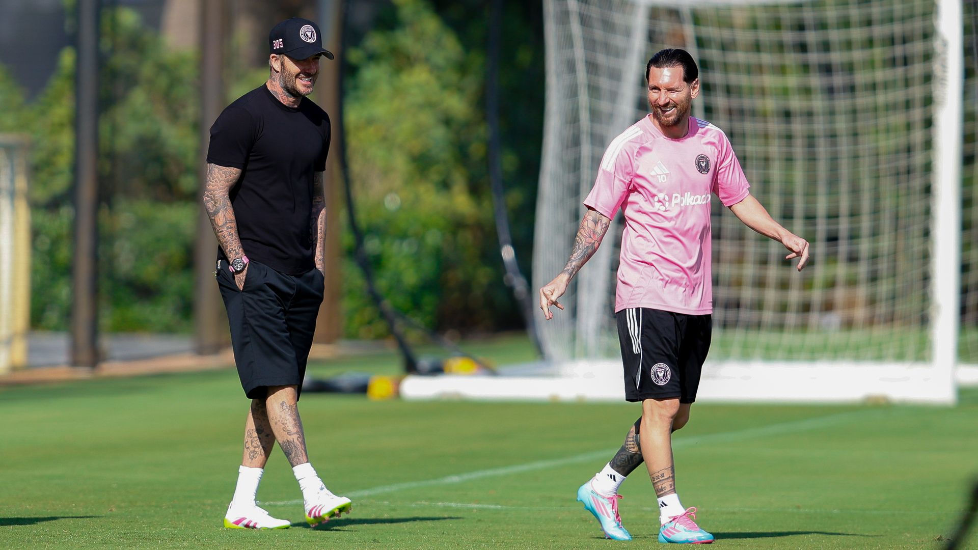 Inter Miami co-owner David Beckham and star player Lionel Messi. Photo: Chris Arjoon/Getty Images