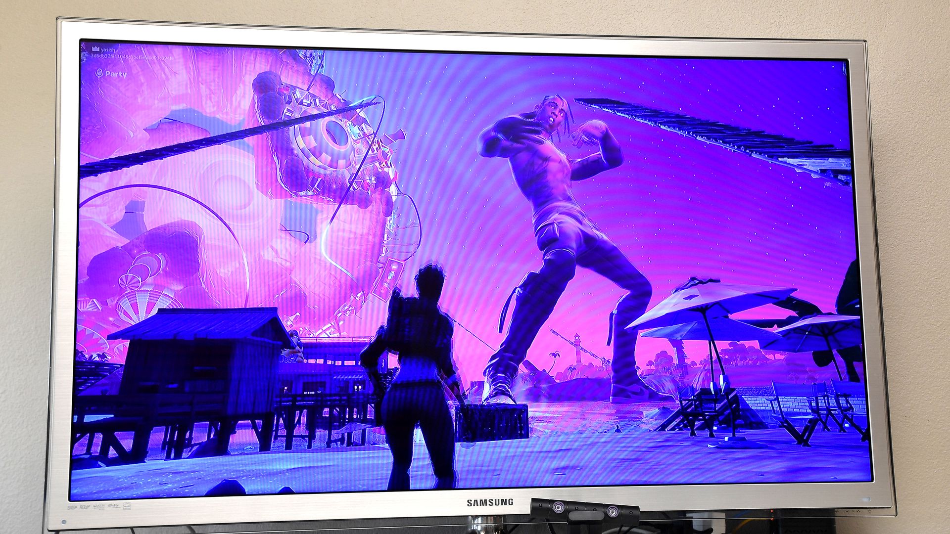 Image of Travis Scott playing a concert on Fortnite